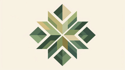 Abstract Geometric Knot Design with Textured Green and Beige Pattern for Modern Decorative Symbol, Artistic Logo, and Creative Background