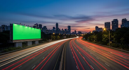 Fototapeta premium City highway dusk billboard