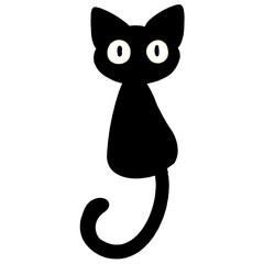 モノクロの黒猫のイラスト