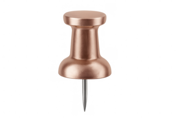 Shiny rose gold push pin isolated on transparent background, perfect for your creative projects