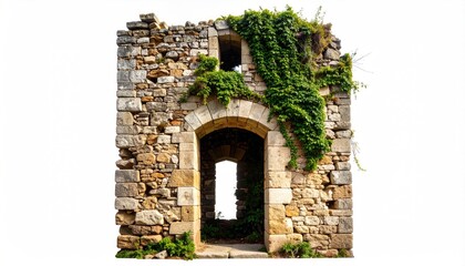 Fototapeta premium Ruined stone archway overgrown with vines