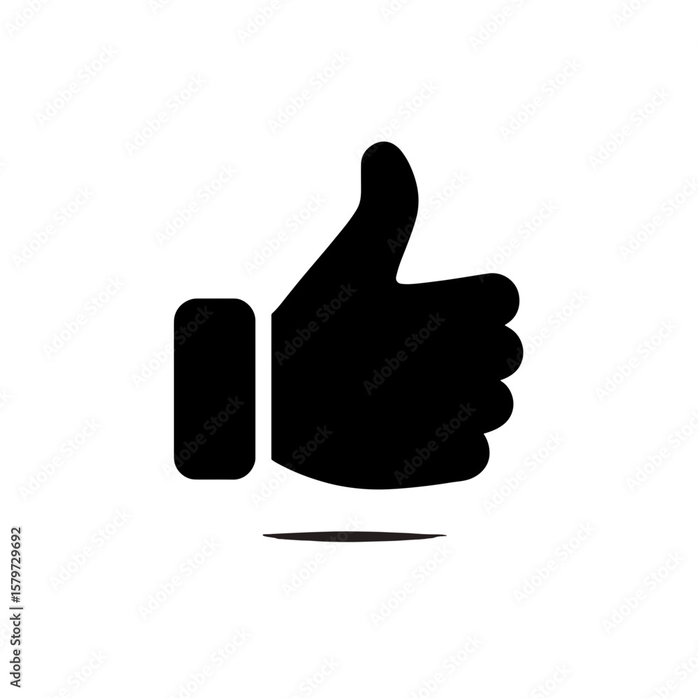 Poster isolated thumb up gesture icon representing approval and agreement in a graphical representation sty
