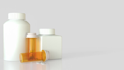 The Drug bottle on white background for Medical or health concept 3d Rendering.