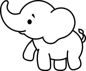 Cute baby elephant cartoon walking isolated on a white transparent background vector graphic