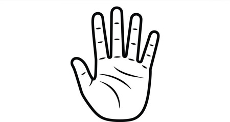 Obraz premium Hand outline illustration showing palm and fingers, a simple graphic design element.