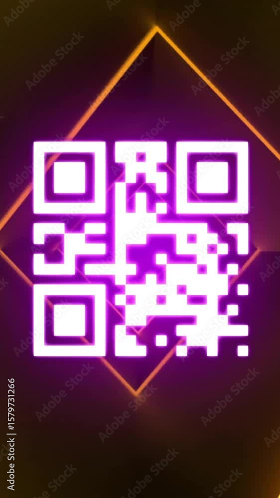 Aufkleber animation of qr code with light trails on brown background