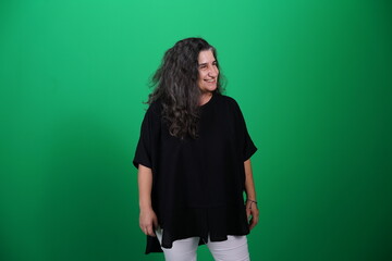 Unedited Portrait of Woman’s Face Expressing Various Emotions – Green Studio Background