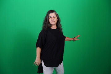 Unedited Portrait of Woman’s Face Expressing Various Emotions – Green Studio Background