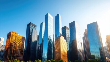 Obraz premium Skyscrapers against a clear blue sky