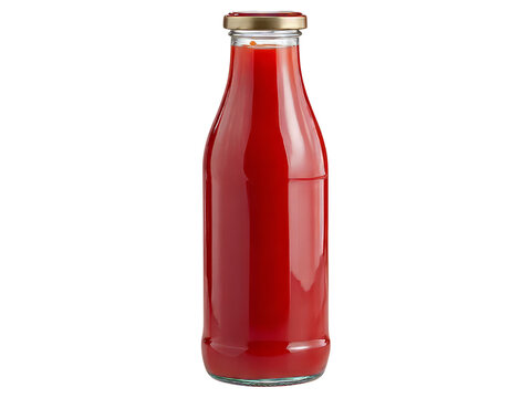 Glass bottle filled with red tomato juice isolated, Isolated On Transparent Background, Png