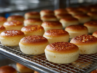 Freshly Baked Sweet Buns on Cooling Rack Representing Delicious Pastries, Home Baking, and Artisan Bakery Products