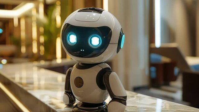 White robot standing on counter