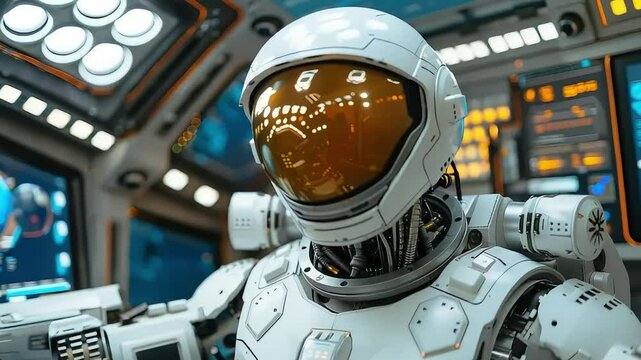 Futuristic robot spaceship cockpit