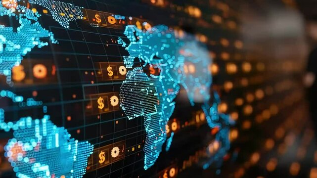 Global data visualization on digital world map