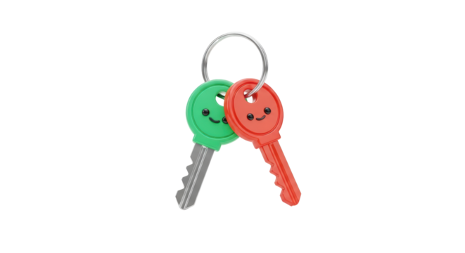 Colorful Happy Keychains with Smiling Faces on Transparent Background for Kids and Toy Collectors - Powered by Adobe