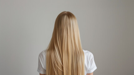 金髪ロングの後ろ姿の女性の写真