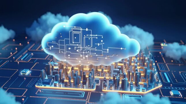 Cloud computing network. Digital technology concept
