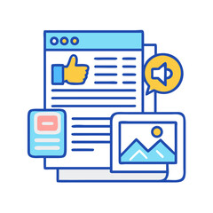 Obraz premium Digital Marketing Content Creation and Promotion Illustration