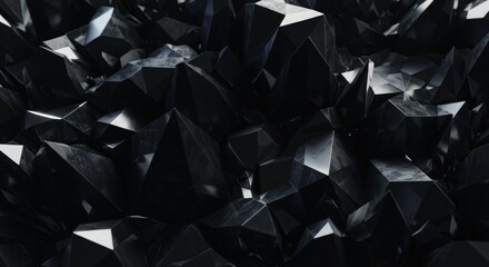 3D abstract terrain with dark metallic color rock crystal facets