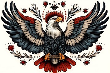 Old style eagle, tattoo flash art.