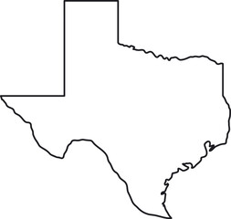 Outline map of the state of Texas in the USA