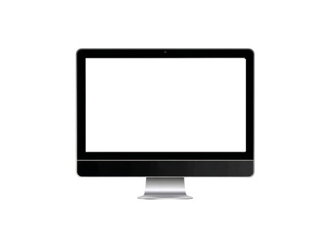 Modern all in one desktop computer mockup isolated on black background, Isolated On Transparent Background, Png