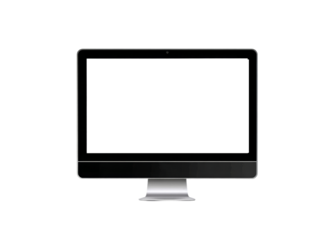 Modern all in one desktop computer mockup isolated on black background, Isolated On Transparent Background, Png