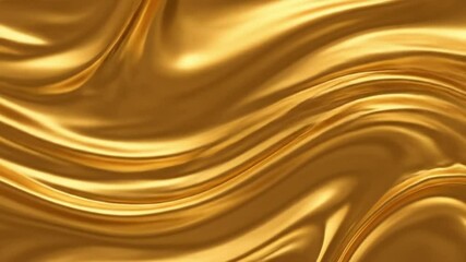 Close up of golden fabric with flowing waves and subtle reflections creating a luxurious texture - Powered by Adobe