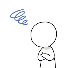 腕を組んで悩んでいる人のイラスト（表情無し）