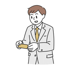 会議で話し合う二人のビジネスマンのイラスト