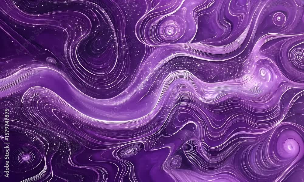 Poster a purple background with swirling patterns and dots representing data flow, symbolizing the ai circu