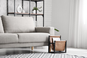 New sofa in light interior of living room