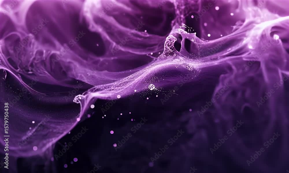 Poster a purple background with swirling patterns and dots representing data flow, symbolizing the ai circu