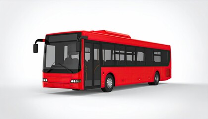 Red city bus on white background