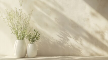 Soft Light, White Vases, and Plants