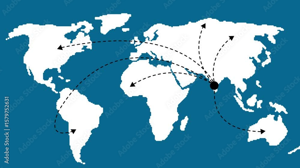Poster abstract world map with pointers. pins on world map navigation gps location target services, global 