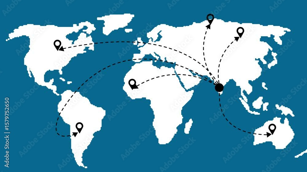 Poster animated gps location service animation or target location select. sign and pin to indicate the rout
