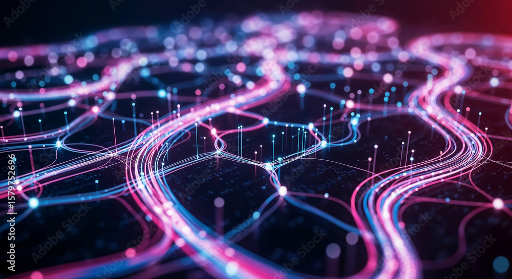 Aufkleber futuristic data streams flowing through digital landscape representing big data and information tech