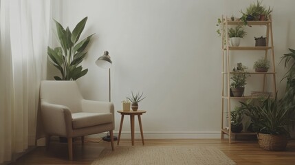 Cozy corner with plants and a reading chair