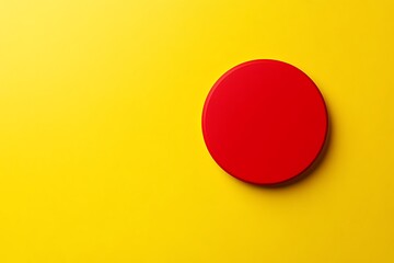 Red Circular Disc on Sunny Yellow Background Bold Contrast and Minimalist Design Concept