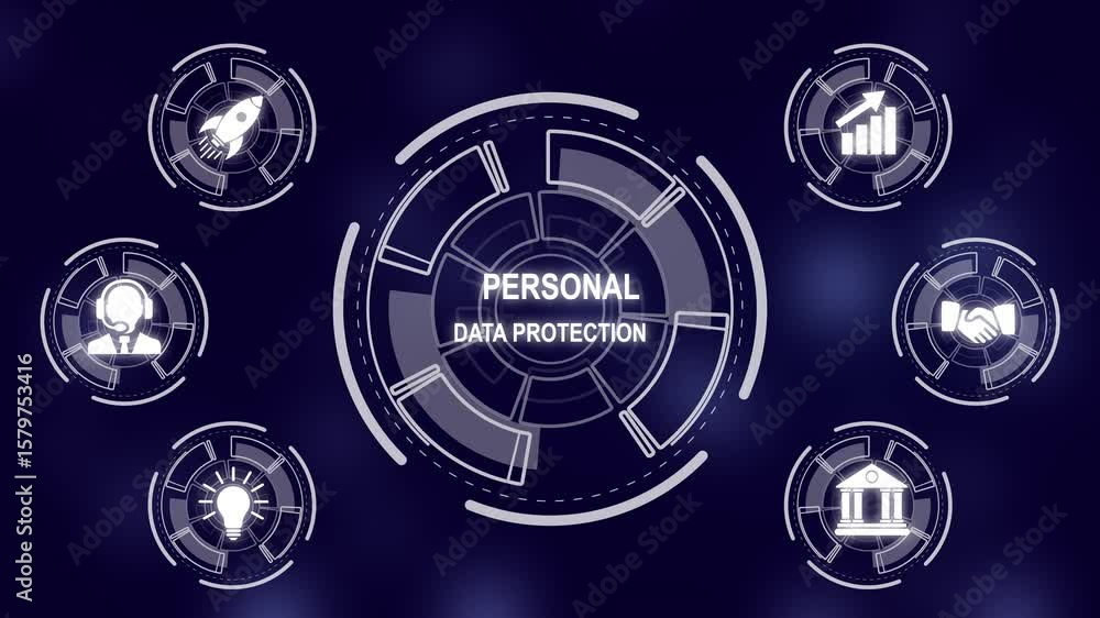 Poster cyber security data protection business technology privacy concept. personal data protection. a futu