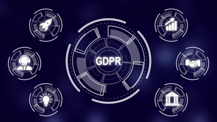GDPR Personal data protection regulation cyber security. Business network concept. a futuristic holographic advanced HUD circle platform Business, Technology network background concept. - Powered by Adobe