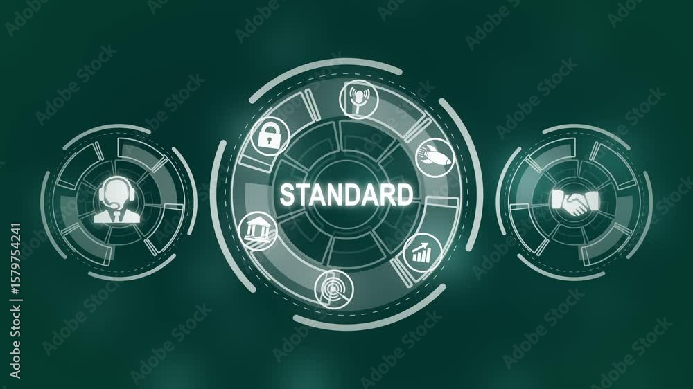 Poster standard quality control. certification. business, technology, internet and networking concept.