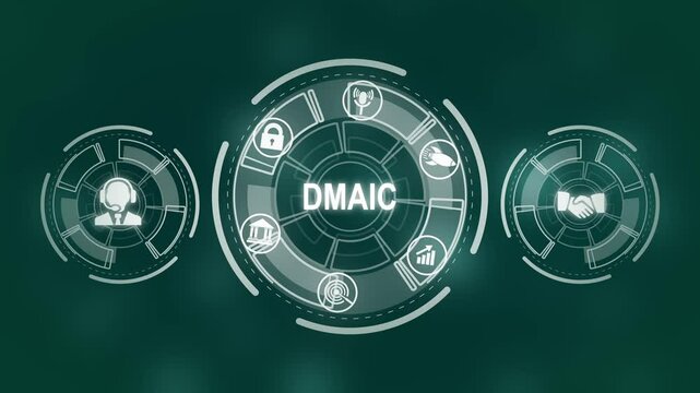 DMAIC, Six Sigma. Define, Measure, Analyse, Improve, Control. Standard quality control and lean manufacturing concept.