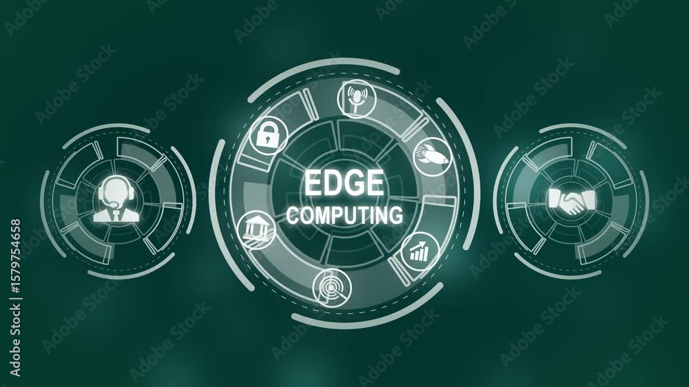 Poster edge computing modern it technology on virtual screen. business, technology, internet and networking
