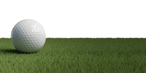 Fototapeta premium Golf ball resting on green grass, a peaceful scene suggesting leisure and recreation, transparent background
