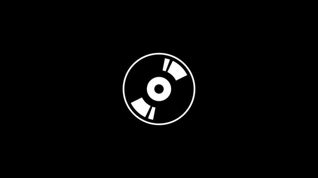 Optical disc shape icon animation on black background