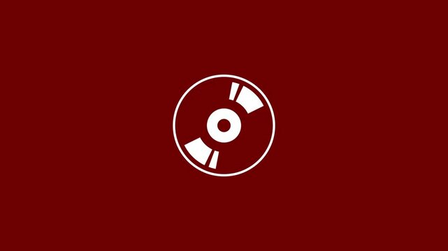 Optical disc shape icon animation on red background