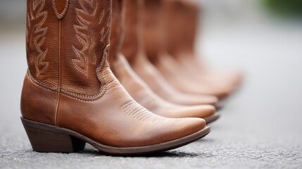 Cowboy Boots Brown Leather Row Western Fashion Style