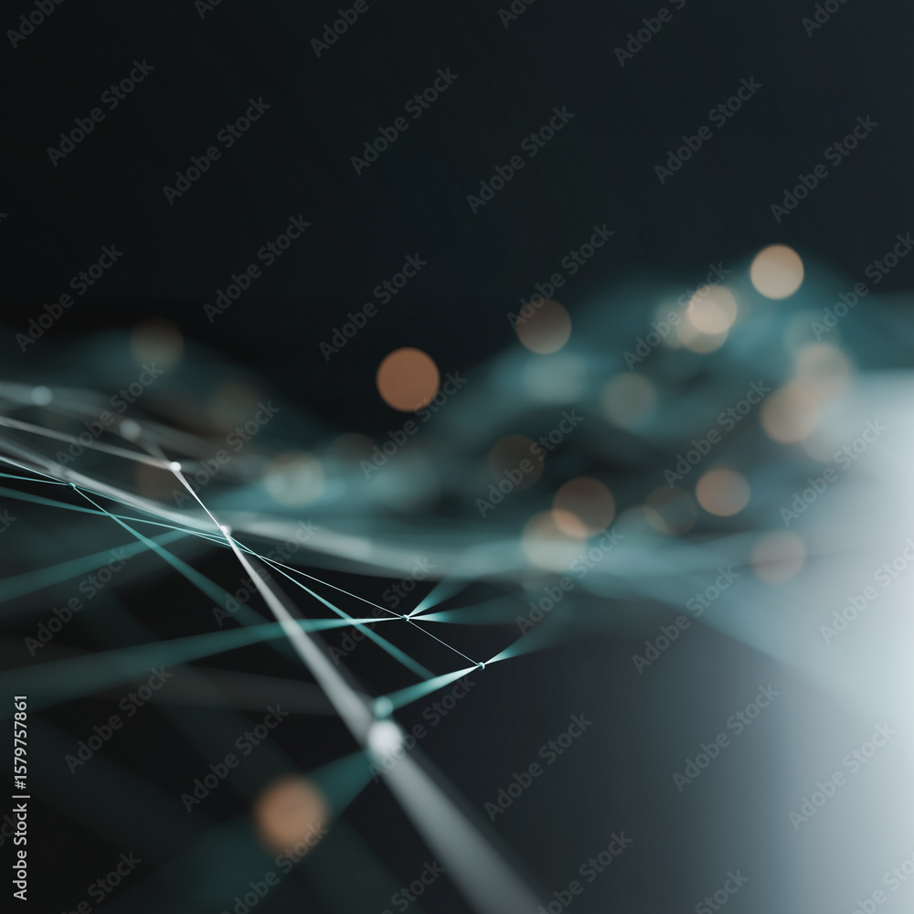 Poster abstract data network: an evocative display of an intricate digital network, where luminescent lines